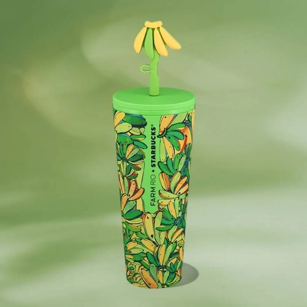 Starbucks Farm Rio Banana‎ Leaf Tumbler 24oz Limited Edition with Straw Topper